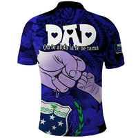 Dads Day Samoa Polo Shirt Dad Ou Te Alofa Ia Te Oe Tama Blue Polynesian Flowers Tribal LT9 - Polynesian Pride