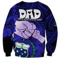 Dads Day Samoa Sweatshirt Dad Ou Te Alofa Ia Te Oe Tama - Blue Polynesian Flowers Tribal LT9 - Polynesian Pride