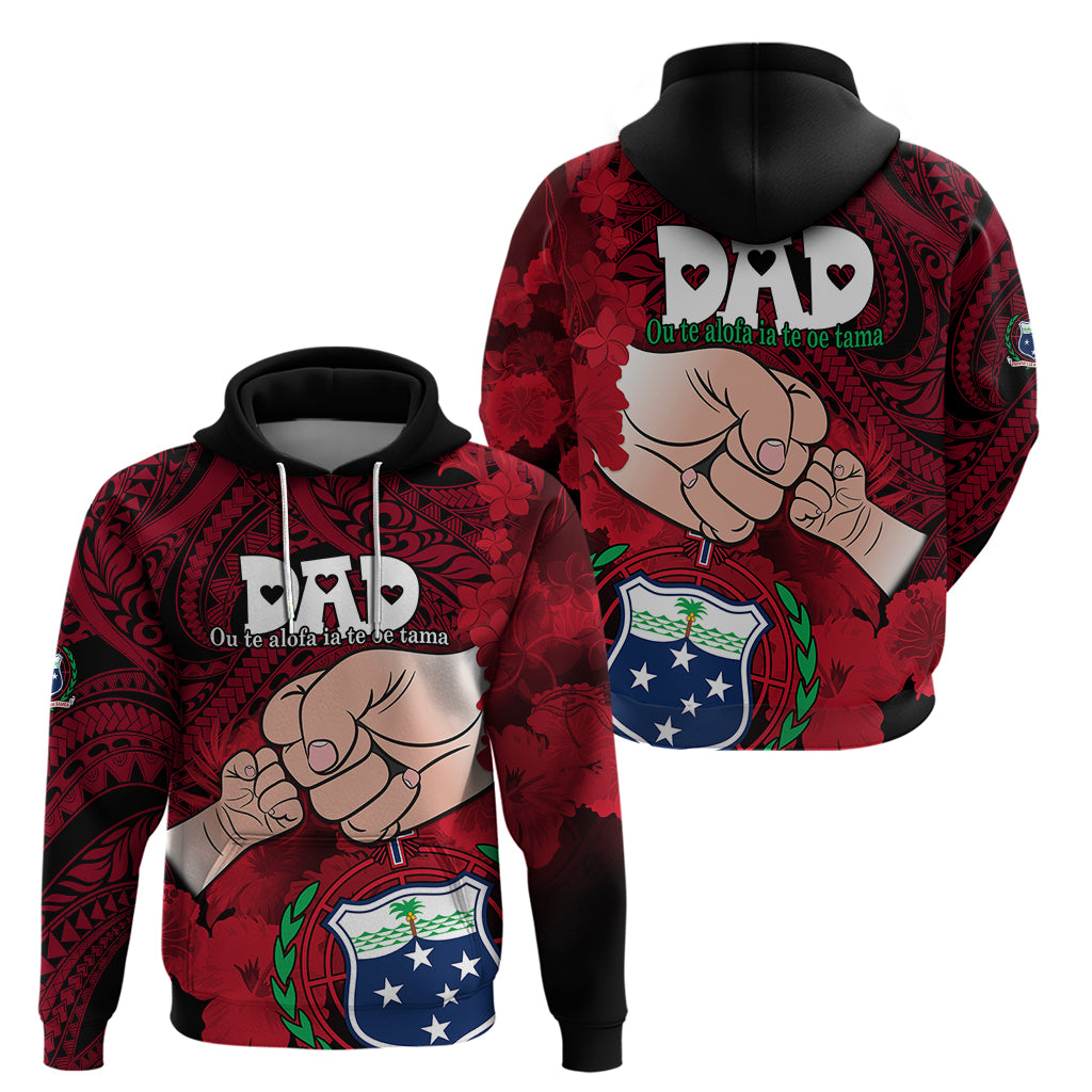 Dads Day Samoa Hoodie Dad Ou Te Alofa Ia Te Oe Tama Red Polynesian Flowers Tribal LT9 - Polynesian Pride