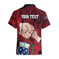 Personalised Dads Day Samoa Hawaiian Shirt Dad Ou Te Alofa Ia Te Oe Tama - Red Polynesian Flowers Tribal LT9 - Polynesian Pride