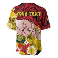 Personalised Dads Day Tonga Baseball Jersey Dad Ofa lahi atu - Polynesian Flowers Tribal LT9 - Polynesian Pride