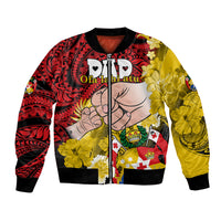 Personalised Dads Day Tonga Bomber Jacket Dad Ofa lahi atu - Polynesian Flowers Tribal LT9 Unisex Red - Polynesian Pride