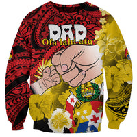 Personalised Dads Day Tonga Sweatshirt Dad Ofa lahi atu - Polynesian Flowers Tribal LT9 Unisex Red - Polynesian Pride