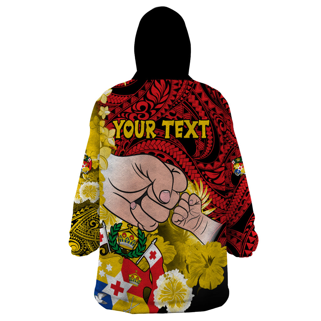 Personalised Fathers Day Polynesian Islands Tonga Wearable Blanket Hoodie Dad Ofa lahi atu - Polynesian Flowers Tribal LT9 - Polynesian Pride