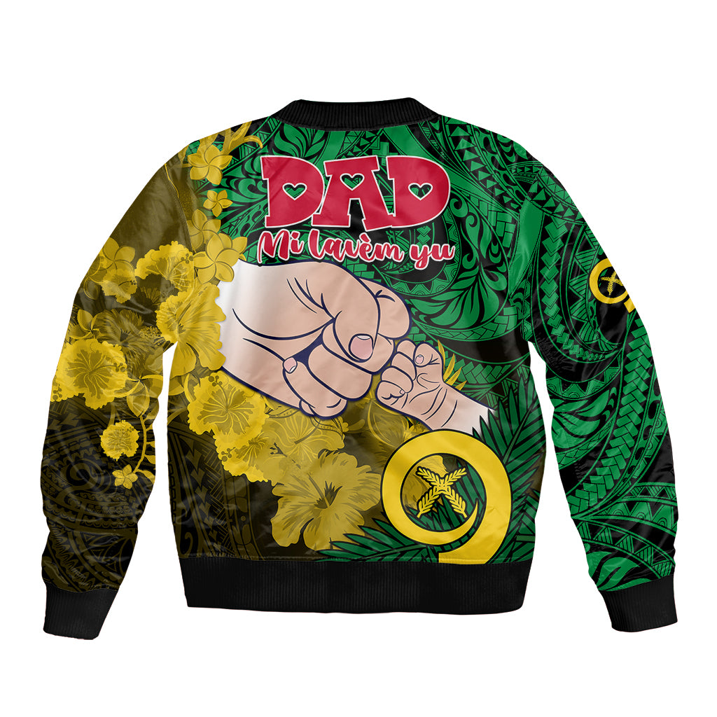Fathers Day Polynesian Islands Vanuatu Bomber Jacket Dad Mi lavem yu - Polynesian Flowers Tribal LT9 - Polynesian Pride