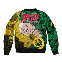 Dads Day Vanuatu Sleeve Zip Bomber Jacket Dad Mi lavem yu - Polynesian Flowers Tribal LT9 - Polynesian Pride