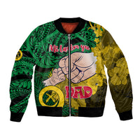 Personalised Dads Day Vanuatu Bomber Jacket Dad Mi lavem yu - Polynesian Flowers Tribal LT9 Unisex Green - Polynesian Pride