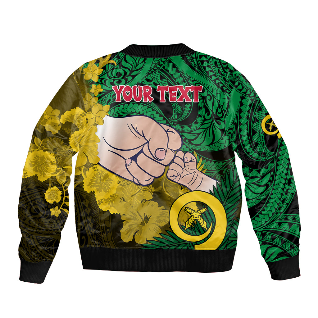 Personalised Dads Day Vanuatu Bomber Jacket Dad Mi lavem yu - Polynesian Flowers Tribal LT9 - Polynesian Pride