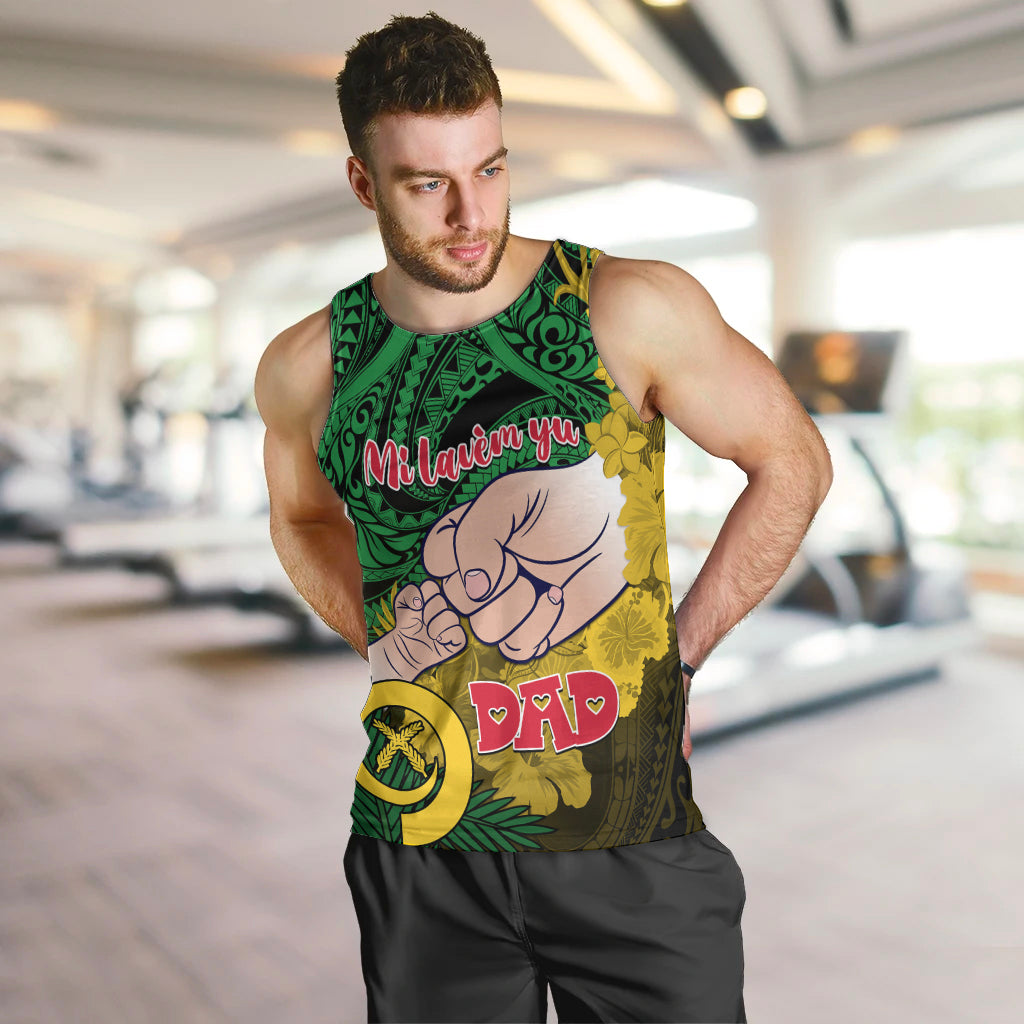 Personalised Fathers Day Polynesian Islands Vanuatu Men Tank Top Dad Mi lavem yu - Polynesian Flowers Tribal LT9 - Polynesian Pride