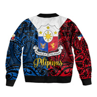 Polynesian Philippines Bomber Jacket Pilipinas Flag Style for 125th Independence Anniversary Black LT9 - Polynesian Pride