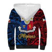 Polynesian Philippines Sherpa Hoodie Pilipinas Flag Style for 125th Independence Anniversary Black LT9 - Polynesian Pride