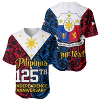 Personalised 125th Independence Anniversary Philippines Baseball Jersey Polynesian Pilipinas Flag Style - Black LT9 - Polynesian Pride