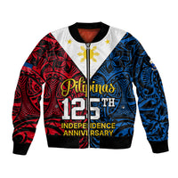 Personalised Polynesian Philippines Bomber Jacket Pilipinas Flag Style for 125th Independence Anniversary Black LT9 Unisex Black - Polynesian Pride