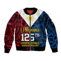 Personalised Polynesian Philippines Sleeve Zip Bomber Jacket Pilipinas Flag Style for 125th Independence Anniversary Black LT9 Unisex Black - Polynesian Pride