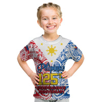 Personalised 125th Independence Anniversary Philippines Kid T Shirt Polynesian Pilipinas Flag Style - White LT9 White - Polynesian Pride