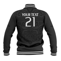 (Custom Text And Number) New Zealand Rugby Baseball Jacket All Black Fern with Maori Tribal Pattern LT9 - Polynesian Pride