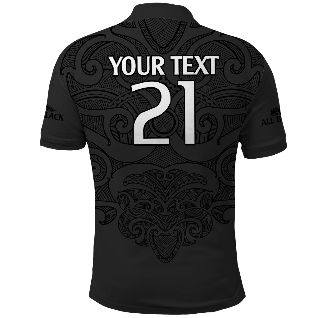(Custom Text and Number) New Zealand Rugby Polo Shirt All Black Fern with Maori Tribal Pattern LT9 - Polynesian Pride