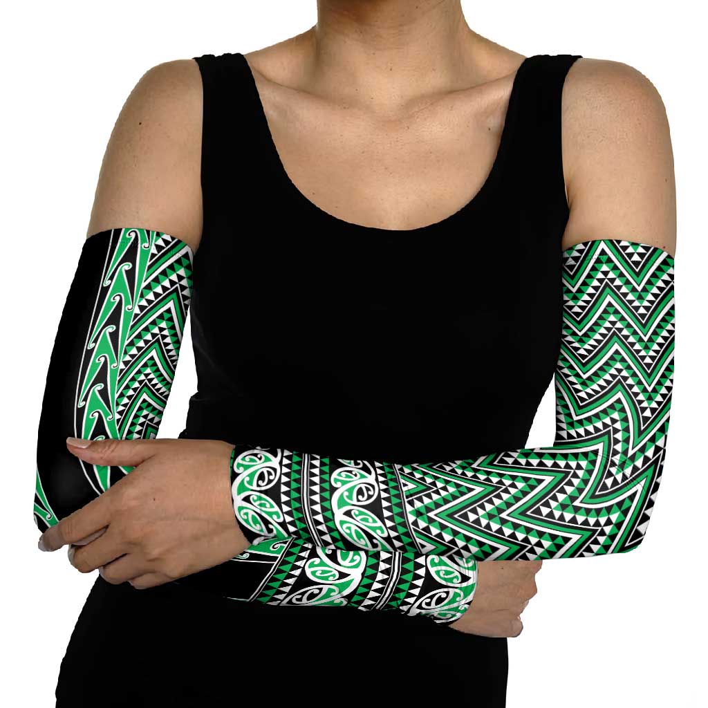 New Zealand Maori Niho Taniwha Arm Sleeves Kakariki Mangopare and Puhoro Pattern - Polynesian Pride