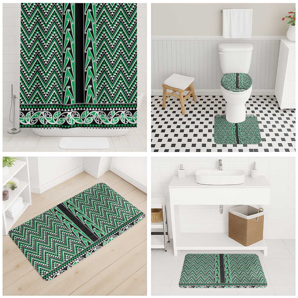 New Zealand Maori Niho Taniwha Bathroom Set Kakariki Mangopare and Puhoro Pattern - Polynesian Pride