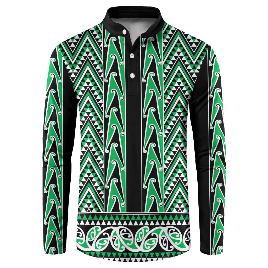 New Zealand Maori Niho Taniwha Button Sweatshirt Kakariki Mangopare and Puhoro Pattern