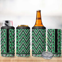 New Zealand Maori Niho Taniwha 4 in 1 Can Cooler Tumbler Kakariki Mangopare and Puhoro Pattern