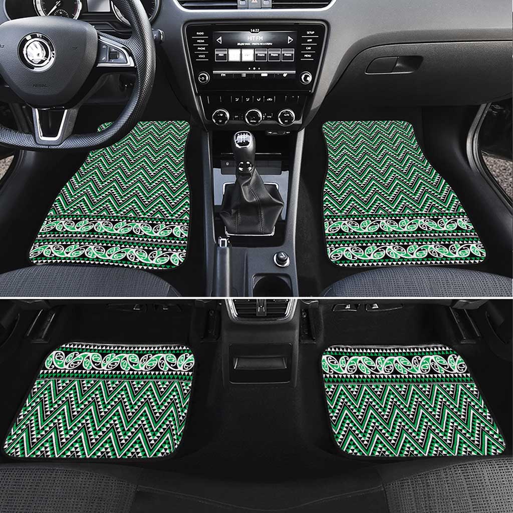 New Zealand Maori Niho Taniwha Car Mats Kakariki Mangopare and Puhoro Pattern