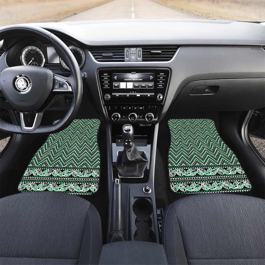 New Zealand Maori Niho Taniwha Car Mats Kakariki Mangopare and Puhoro Pattern