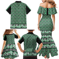 New Zealand Maori Niho Taniwha Family Matching Mermaid Dress and Hawaiian Shirt Kakariki Mangopare and Puhoro Pattern