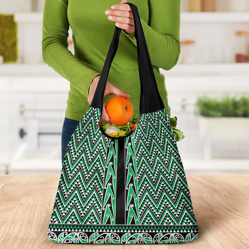 New Zealand Maori Niho Taniwha Grocery Bag Kakariki Mangopare and Puhoro Pattern LT9 - Polynesian Pride