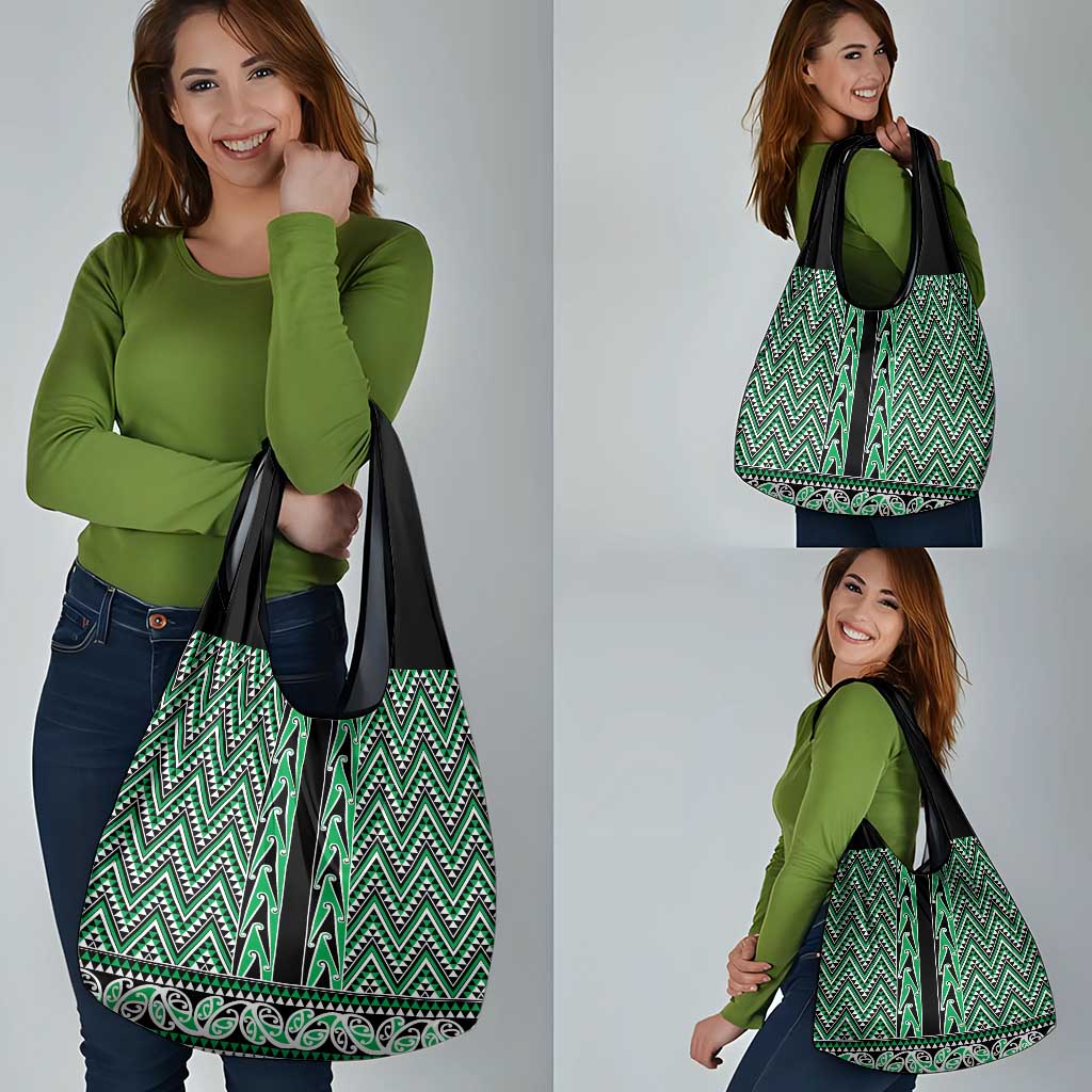 New Zealand Maori Niho Taniwha Grocery Bag Kakariki Mangopare and Puhoro Pattern LT9 - Polynesian Pride