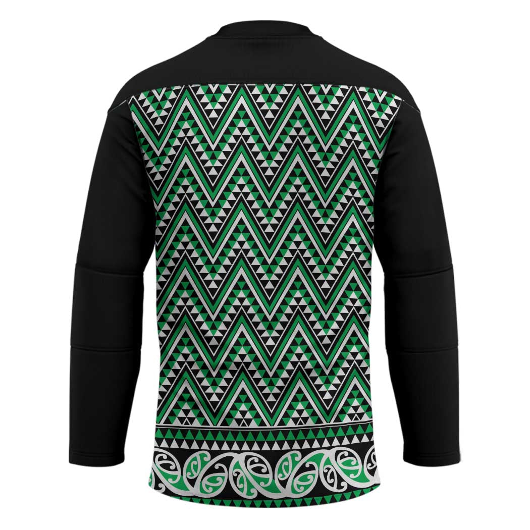 New Zealand Maori Niho Taniwha Hockey Jersey Kakariki Mangopare and Puhoro Pattern - Polynesian Pride
