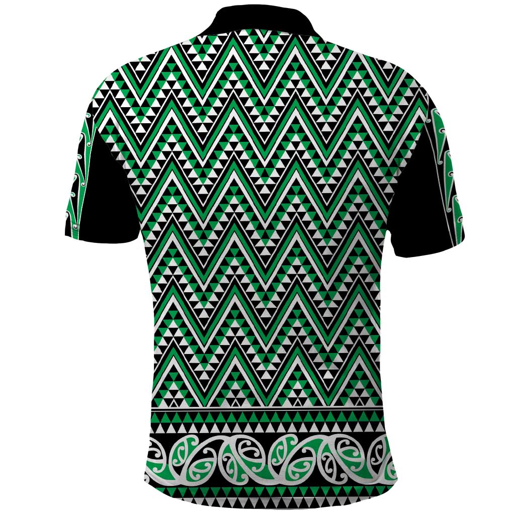 New Zealand Maori Niho Taniwha Polo Shirt Kakariki Mangopare and Puhoro Pattern