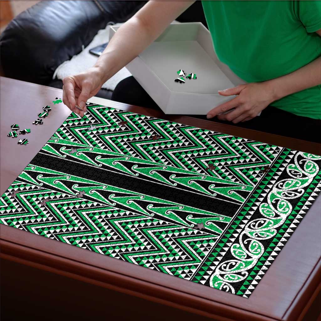 New Zealand Maori Niho Taniwha Puzzle Kakariki Mangopare and Puhoro Pattern - Polynesian Pride