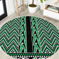 New Zealand Maori Niho Taniwha Round Carpet Kakariki Mangopare and Puhoro Pattern