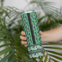 New Zealand Maori Niho Taniwha Skinny Tumbler Kakariki Mangopare and Puhoro Pattern