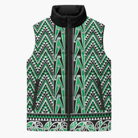 New Zealand Maori Niho Taniwha Sleeveless Puffer Jacket Kakariki Mangopare and Puhoro Pattern - Polynesian Pride