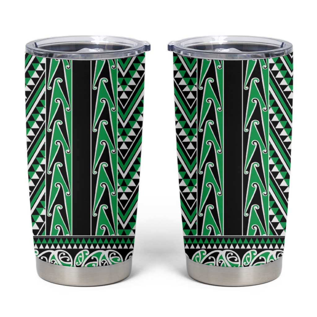New Zealand Maori Niho Taniwha Tumbler Cup Kakariki Mangopare and Puhoro Pattern