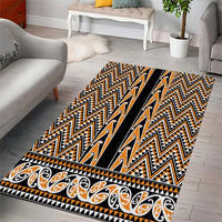 New Zealand Maori Niho Taniwha Area Rug Karaka Mangopare and Puhoro Pattern