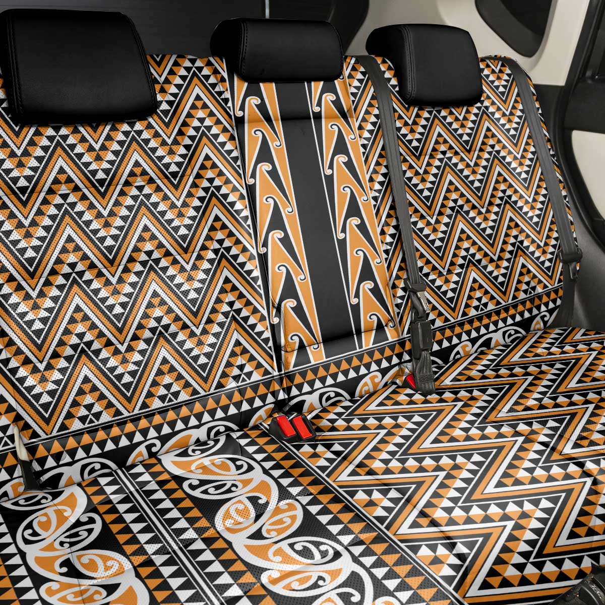 New Zealand Maori Niho Taniwha Back Car Seat Cover Karaka Mangopare and Puhoro Pattern