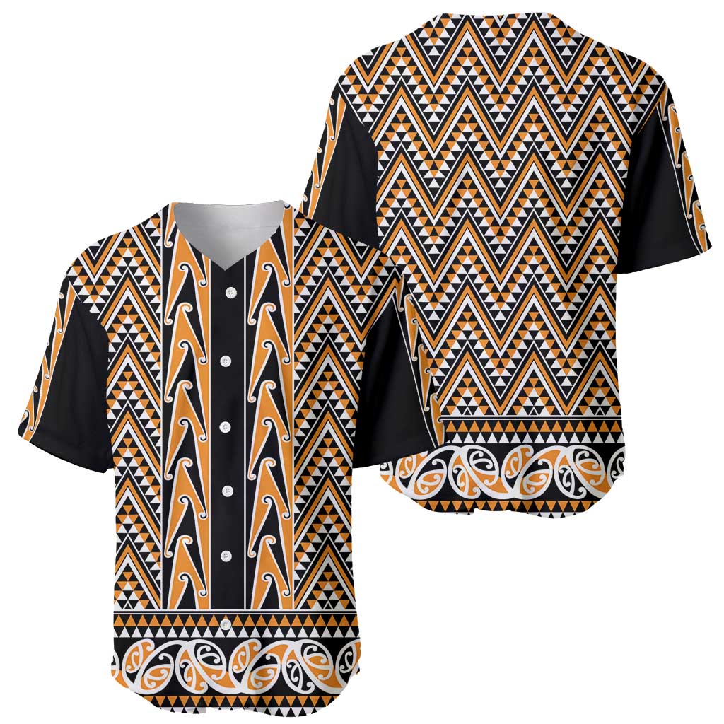 New Zealand Maori Niho Taniwha Baseball Jersey Karaka Mangopare and Puhoro Pattern