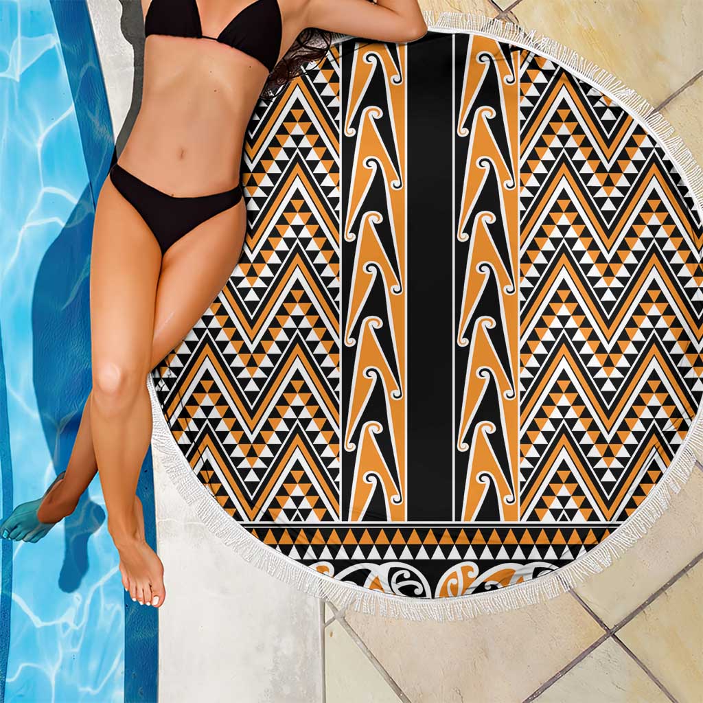 New Zealand Maori Niho Taniwha Beach Blanket Karaka Mangopare and Puhoro Pattern