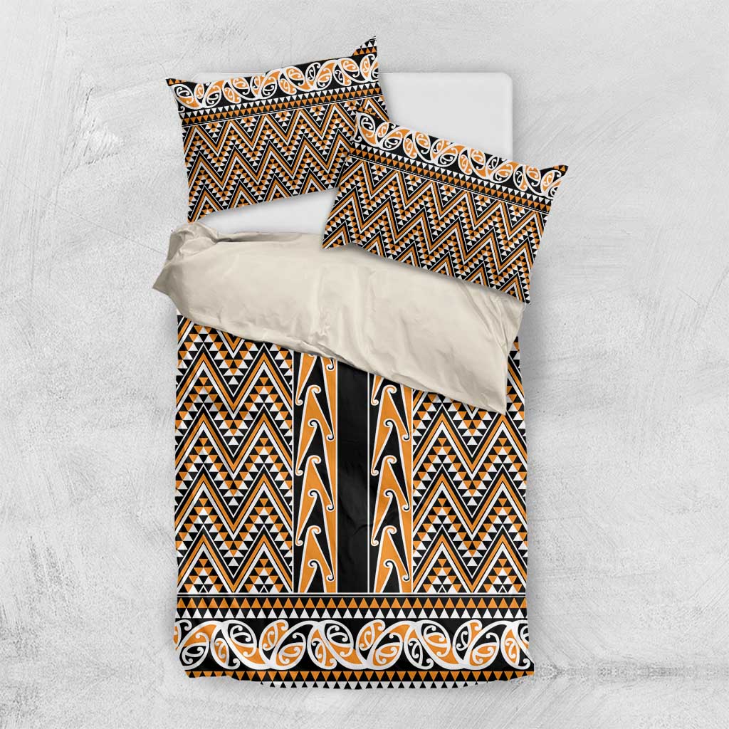 New Zealand Maori Niho Taniwha Bedding Set Karaka Mangopare and Puhoro Pattern