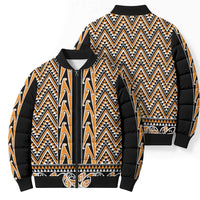 New Zealand Maori Niho Taniwha Bomber Puffer Jacket Karaka Mangopare and Puhoro Pattern - Polynesian Pride