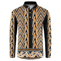 New Zealand Maori Niho Taniwha Button Sweatshirt Karaka Mangopare and Puhoro Pattern