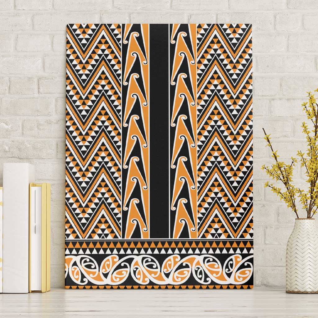 New Zealand Maori Niho Taniwha Canvas Wall Art Karaka Mangopare and Puhoro Pattern
