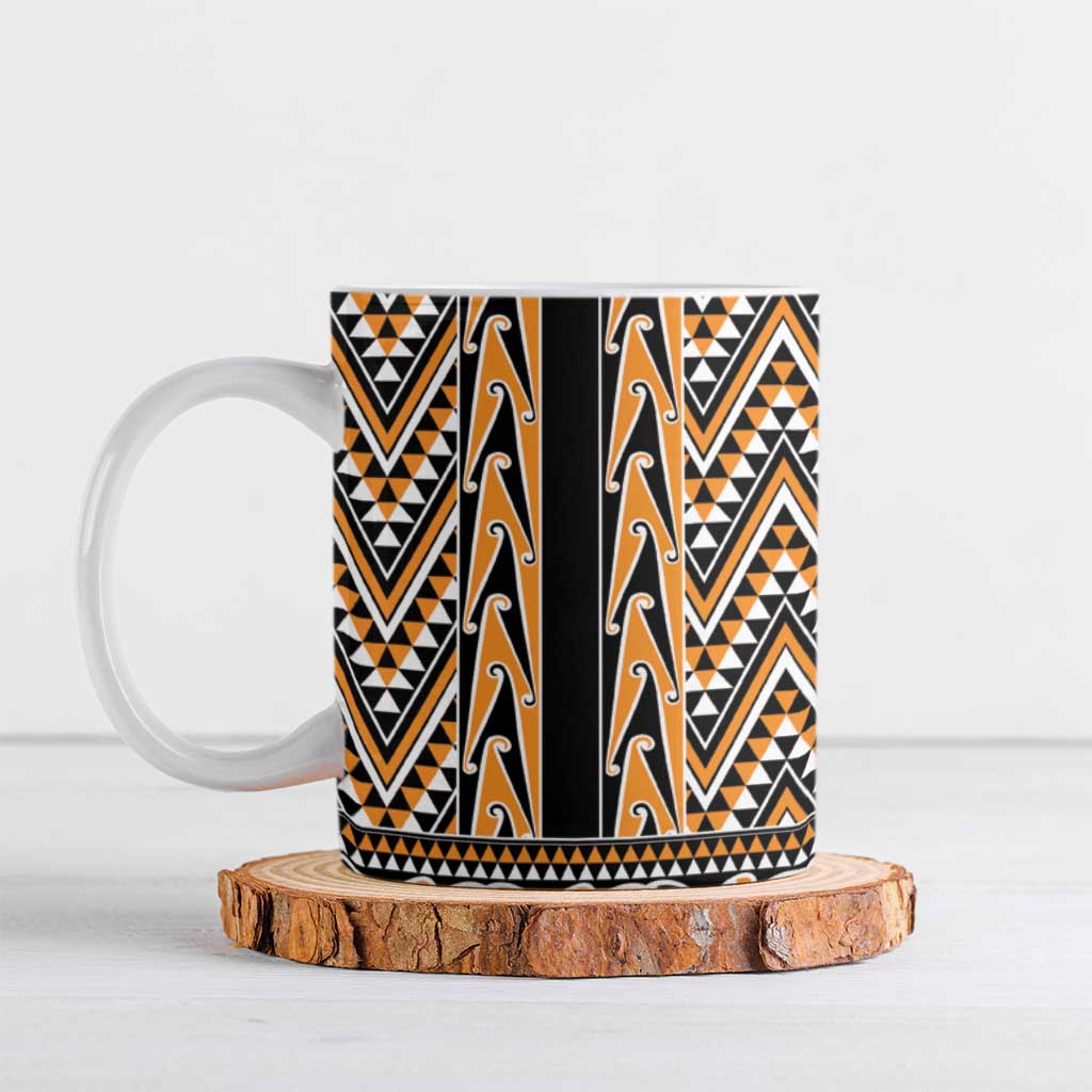 New Zealand Maori Niho Taniwha Ceramic Mug Karaka Mangopare and Puhoro Pattern - Polynesian Pride