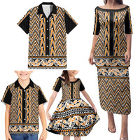 New Zealand Maori Niho Taniwha Family Matching Puletasi and Hawaiian Shirt Karaka Mangopare and Puhoro Pattern