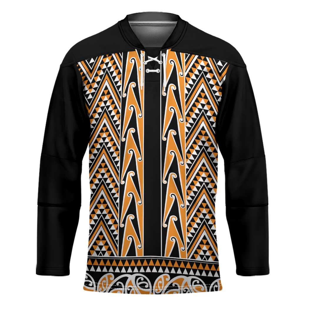 New Zealand Maori Niho Taniwha Hockey Jersey Karaka Mangopare and Puhoro Pattern - Polynesian Pride