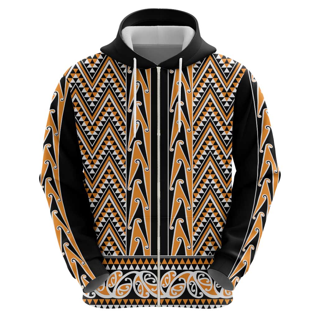 New Zealand Maori Niho Taniwha Hoodie Karaka Mangopare and Puhoro Pattern