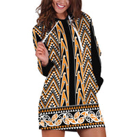 New Zealand Maori Niho Taniwha Hoodie Dress Karaka Mangopare and Puhoro Pattern